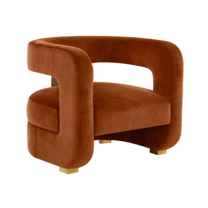 Ayanna Burnt Sienna Velvet Accent Chair