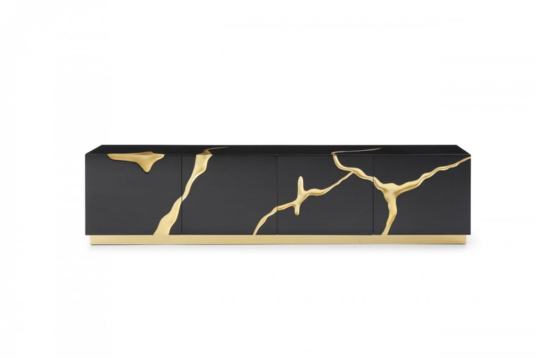 Arianna Modern Black & Gold TV Stand