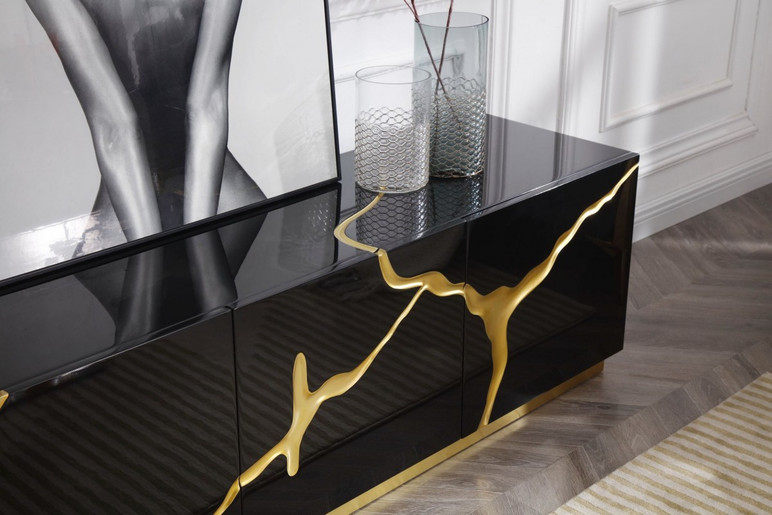 Arianna Modern Black & Gold TV Stand