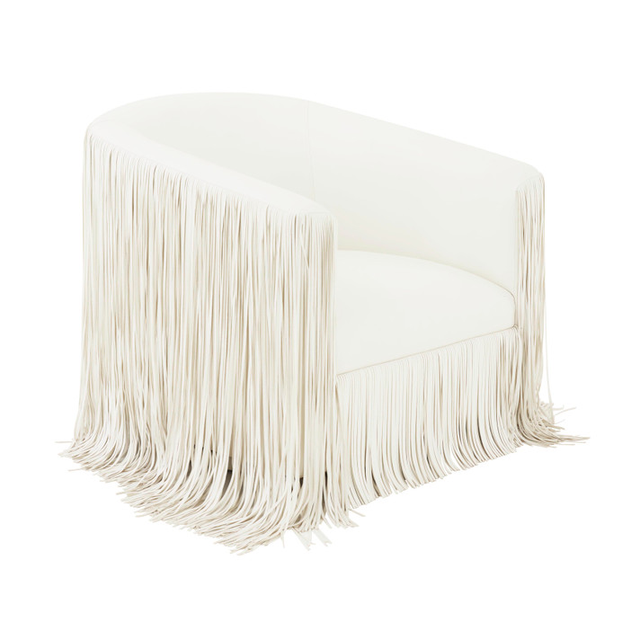 Soirée Fringe Swivel Chair, Ivory