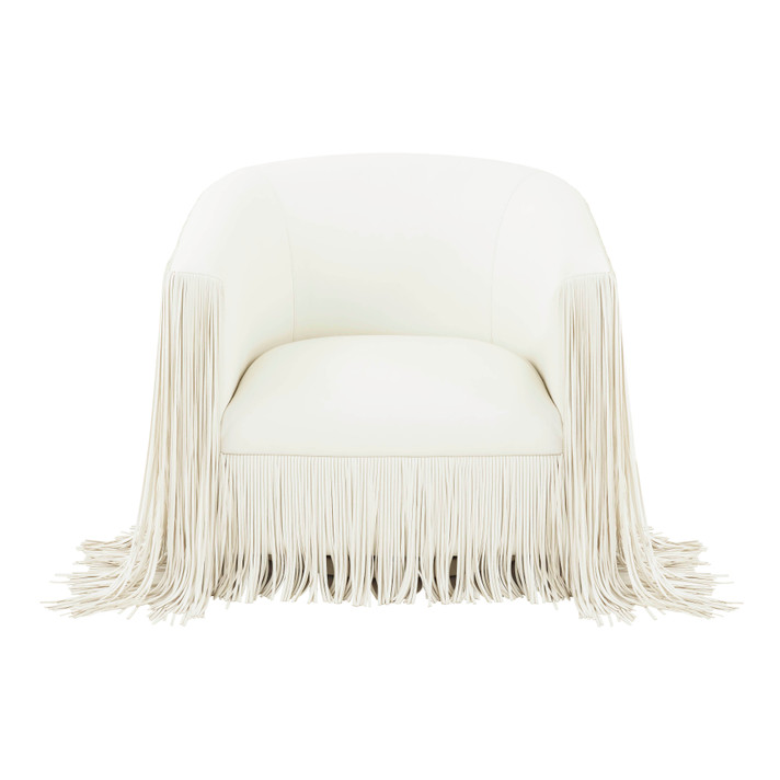 Soirée Fringe Swivel Chair, Ivory