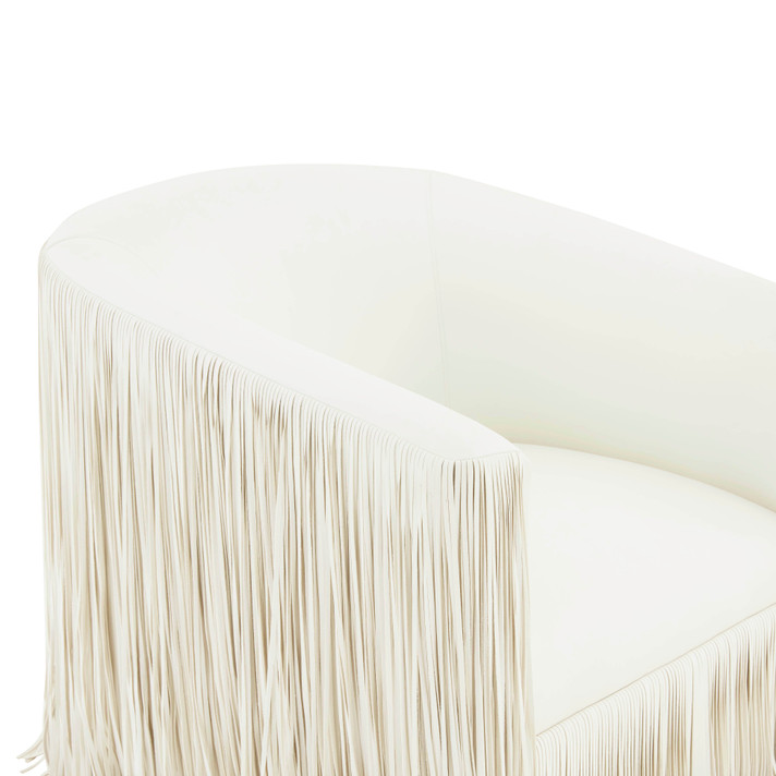 Soirée Fringe Swivel Chair, Ivory