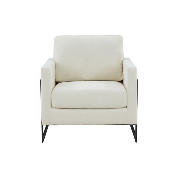 Shane Cream Fabric and Black Metal Accent Chair