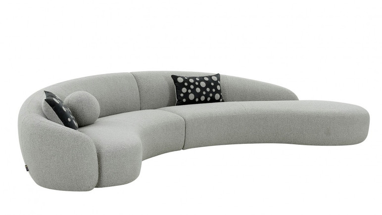 Allison Grey and Black Fabric Curved Sectional Sofa