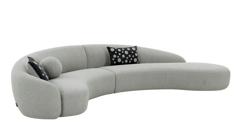 Allison Grey and Black Fabric Curved Sectional Sofa Allison Grey and Black Fabric Curved Sectional Sofa
