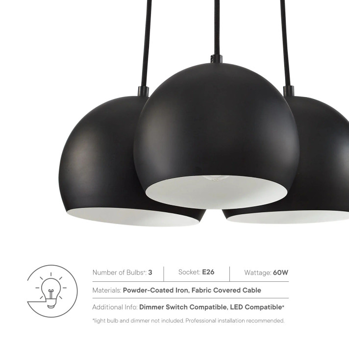 Ciao 3-Light Metal Pendant, Black