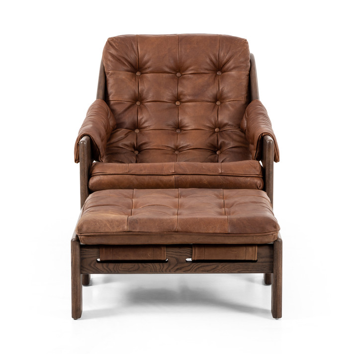 Hambrick Chair with Ottoman, Heirloom Sienna