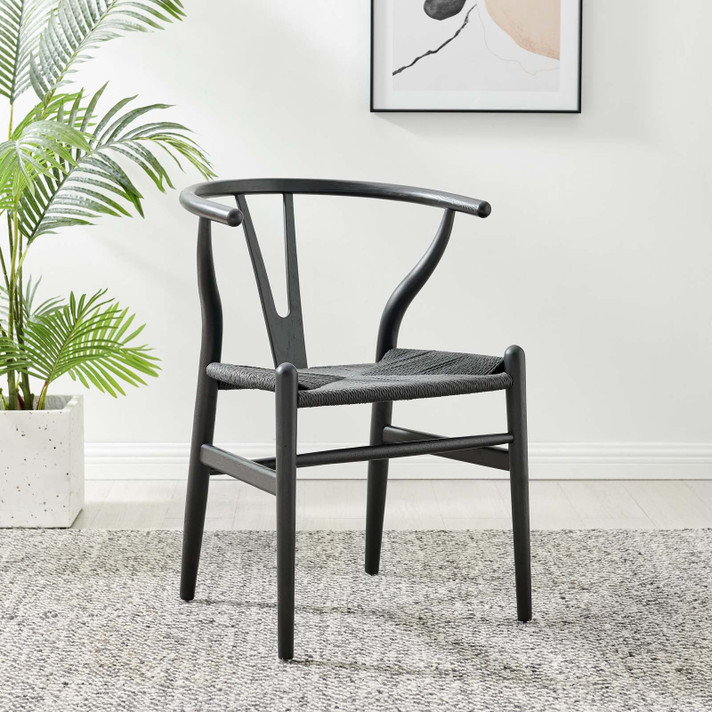 Wishbone Dining Wood Armchair, Black on Black