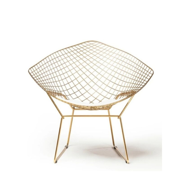 Diamond Wire Chair, Gold and White
