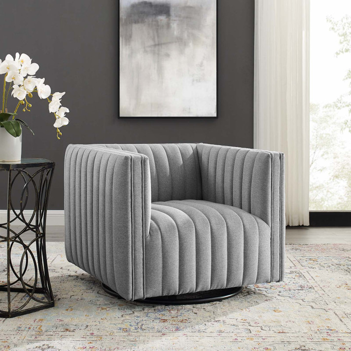 Copeland Upholstered Fabric Armchair, Light Gray