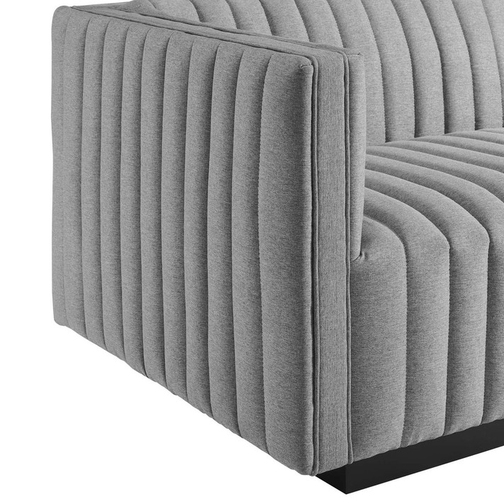 Copeland Tufted Upholstered Fabric 4-Piece Sectional, Light Gray