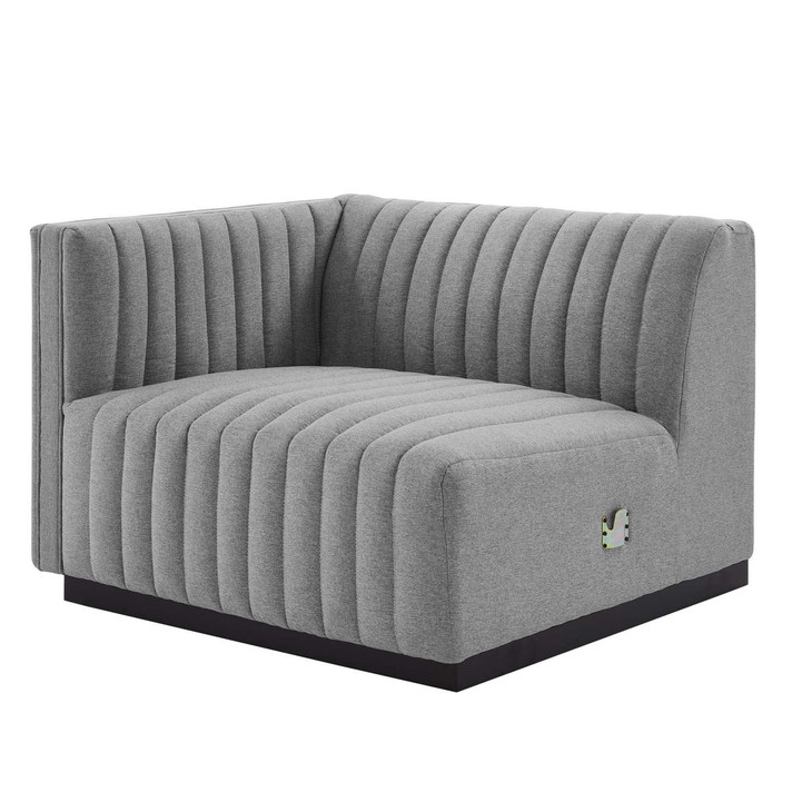 Copeland Tufted Upholstered Fabric 5-Piece  L-Shaped Sectional, Light Gray