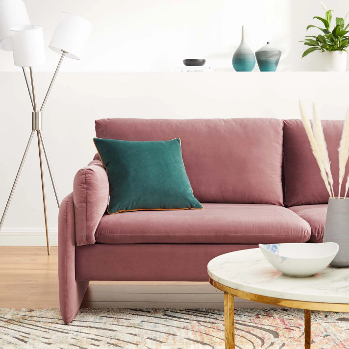 Jackie Performance Velvet Sofa, Rose