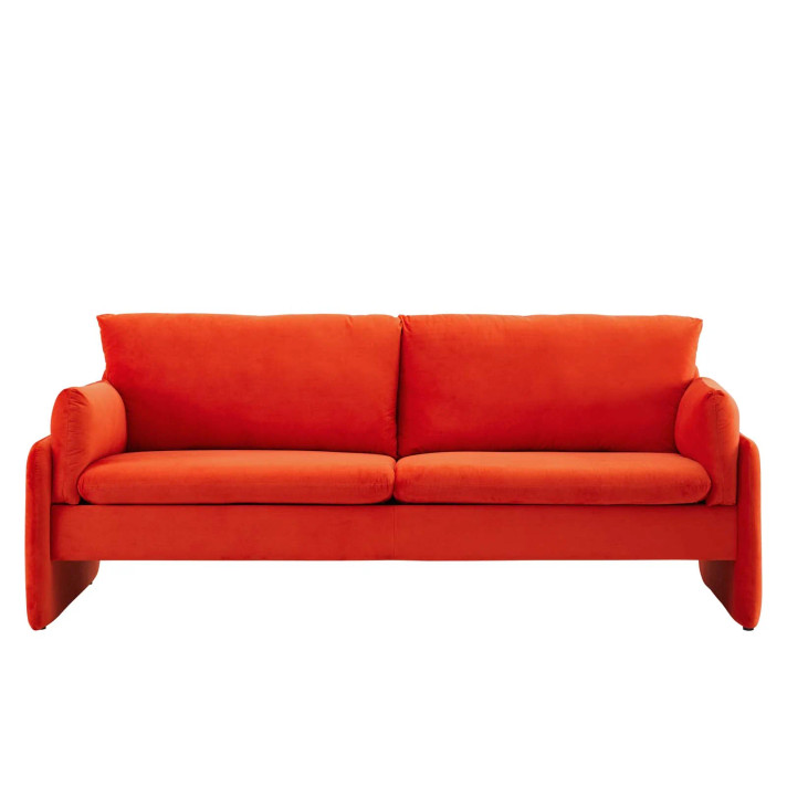 Jackie Performance Velvet Sofa, Orange