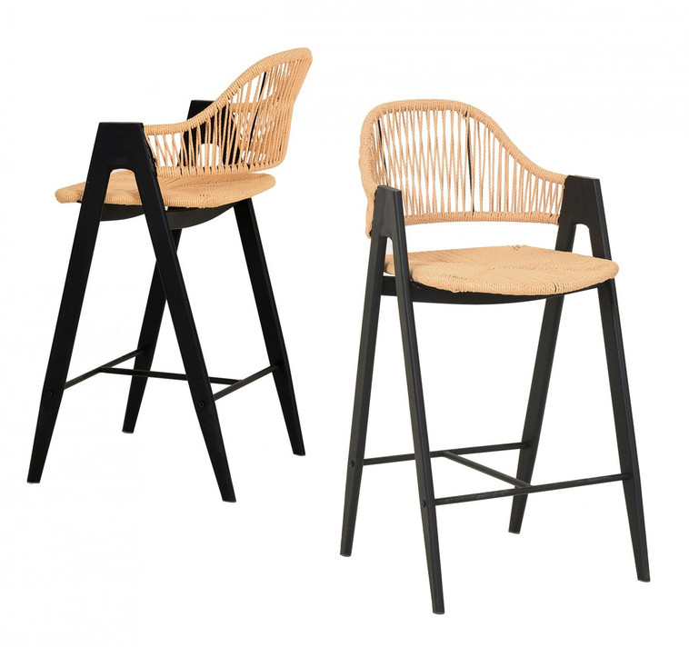 Silo Modern Rattan Counter Stool, Set of Two