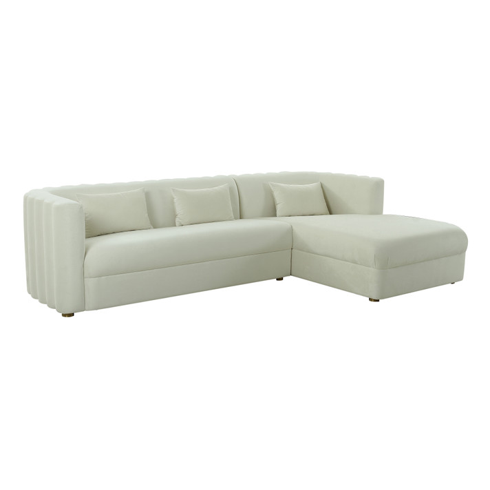 Calvin Cream Velvet Sectional - RAF