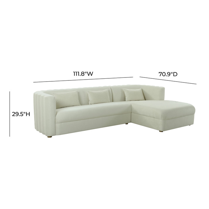 Calvin Cream Velvet Sectional - RAF