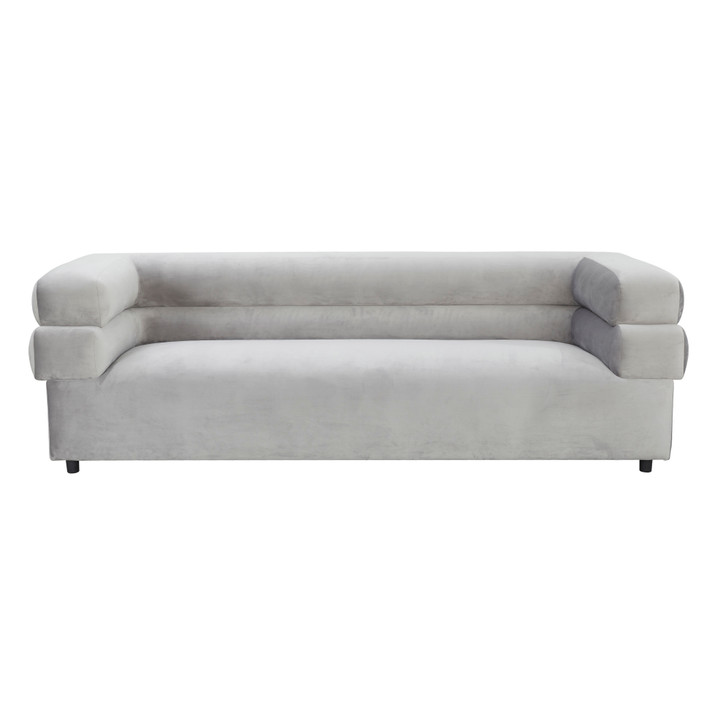 Elka Velvet Sofa, Light Gray