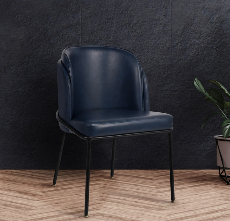 Couple Navy Vegan Leather Dining Chair, Set of 2