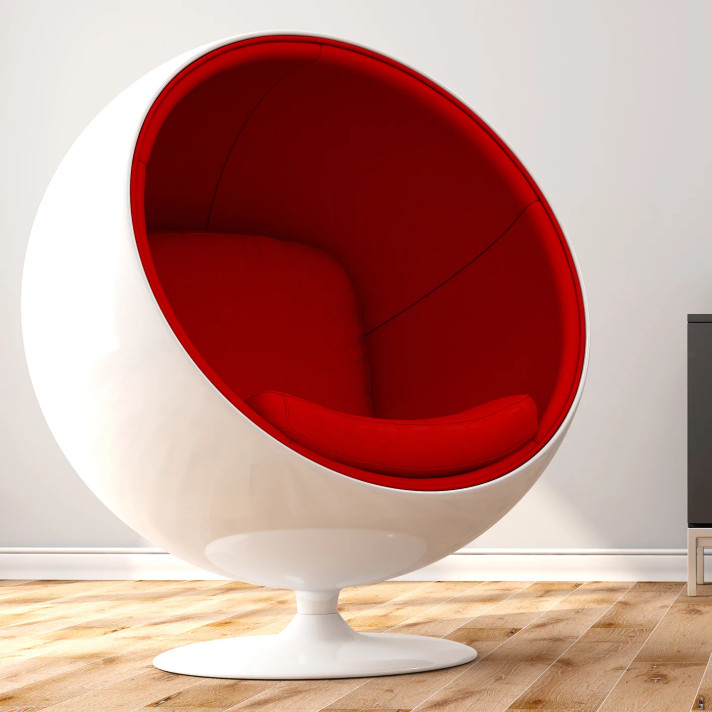 Ball Chair Red, White Shell