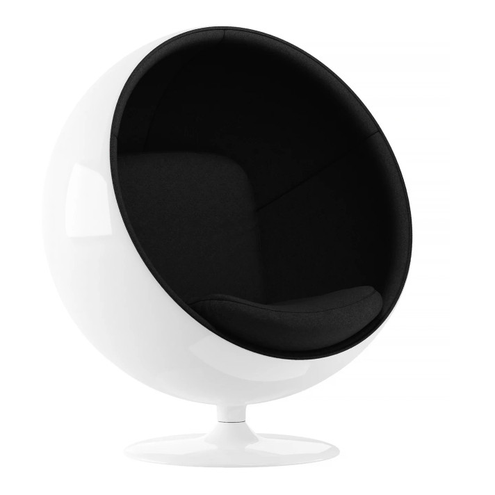 Ball Chair Black, White Shell