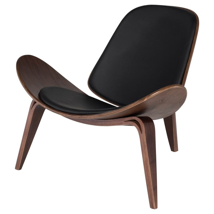 Aramis Shell Chair Black, Dark Walnut