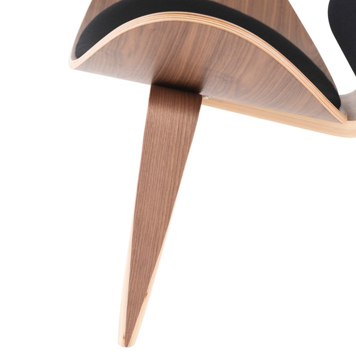 Aramis Shell Chair Black Fabric, Walnut