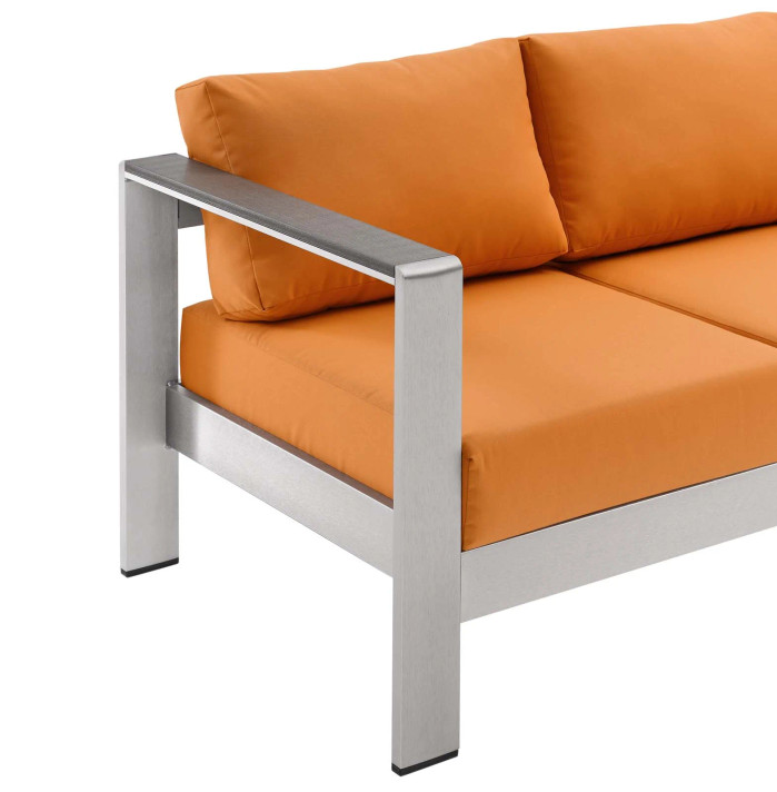 Shore Outdoor Patio Aluminum Sofa, Orange