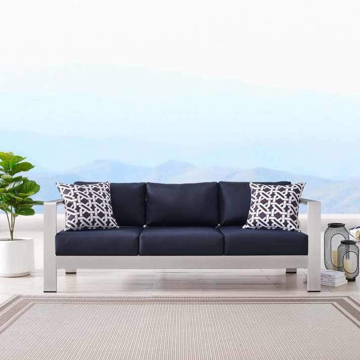 Shore Outdoor Patio Aluminum Sofa, Navy