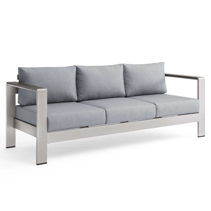 Shore Outdoor Patio Aluminum Sofa, Gray