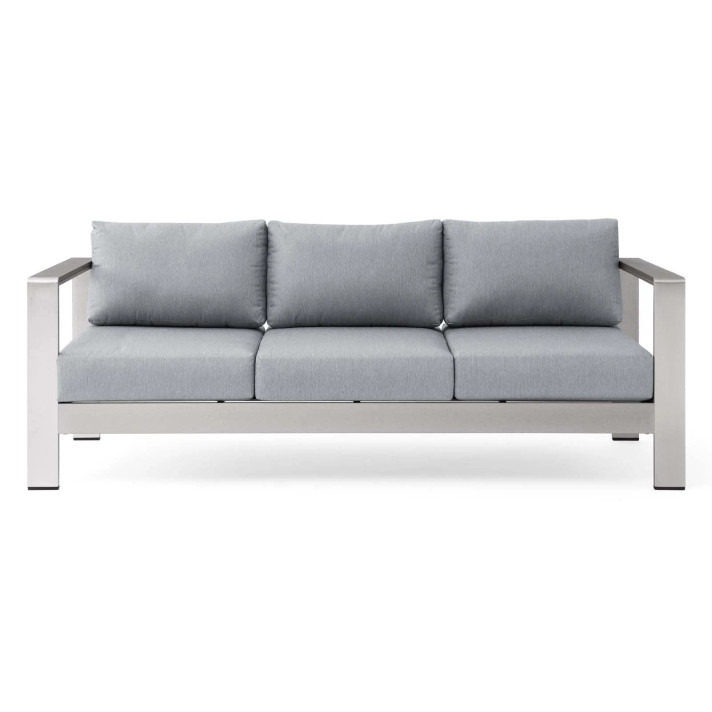 Shore Outdoor Patio Aluminum Sofa, Gray