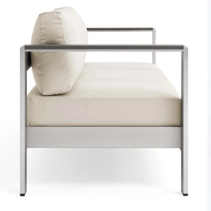 Shore Outdoor Patio Aluminum Sofa, Beige