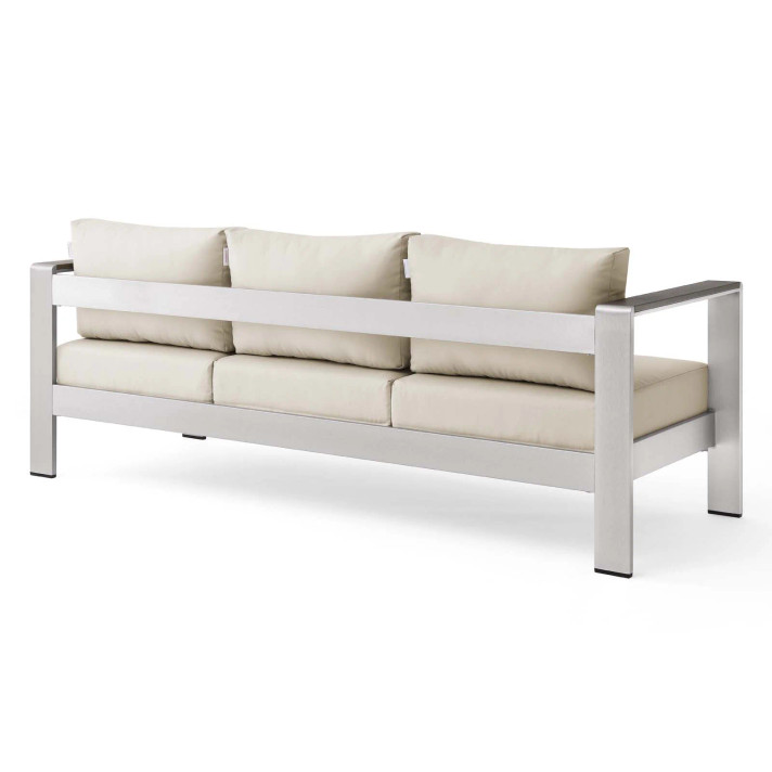 Shore Outdoor Patio Aluminum Sofa, Beige