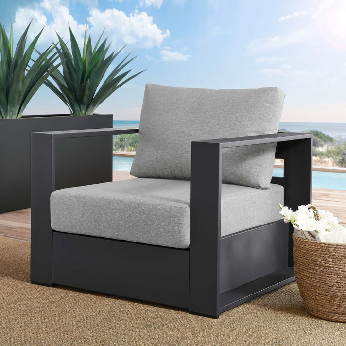 Toledo Outdoor Patio Aluminum Armchair, Gray Gray Toledo Outdoor Patio Aluminum Armchair, Gray Gray