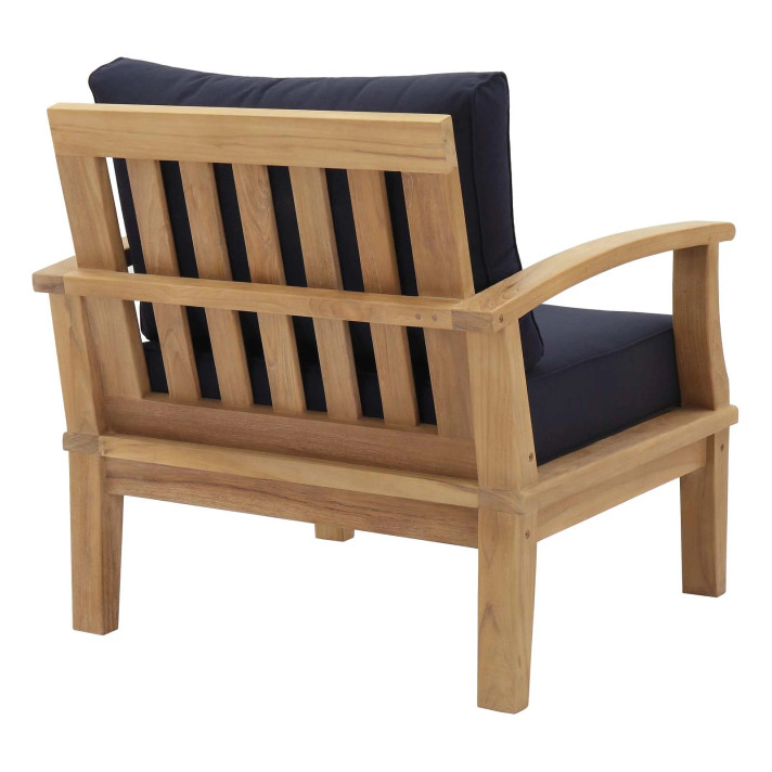 Mariana Outdoor Patio Teak Armchair, Natural Navy