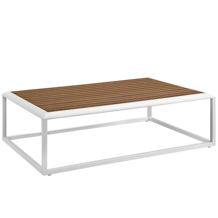 Stance Outdoor Patio Aluminum Coffee Table, White Natural