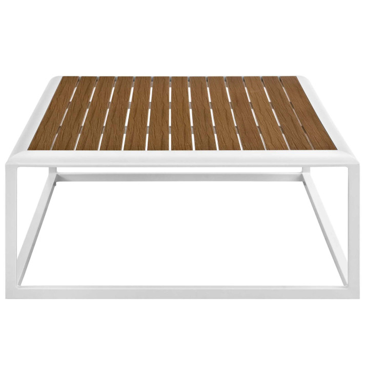 Stance Outdoor Patio Aluminum Coffee Table, White Natural