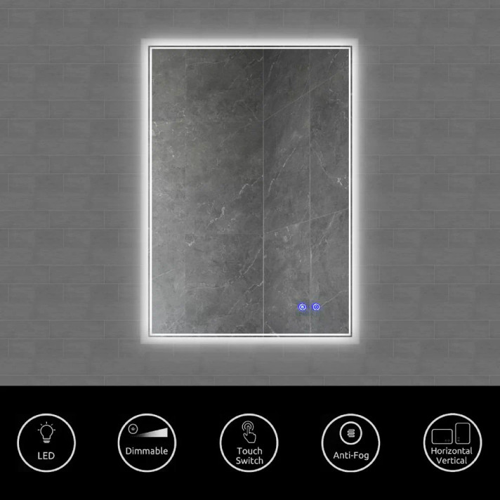 Gwendolyn 24 X 36 Frameless LED Illuminated Bathroom Wall Mirror