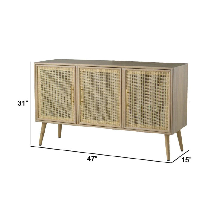 Daria 47 Inch TV Entertainment Center Sideboard Natural, Rattan Doors