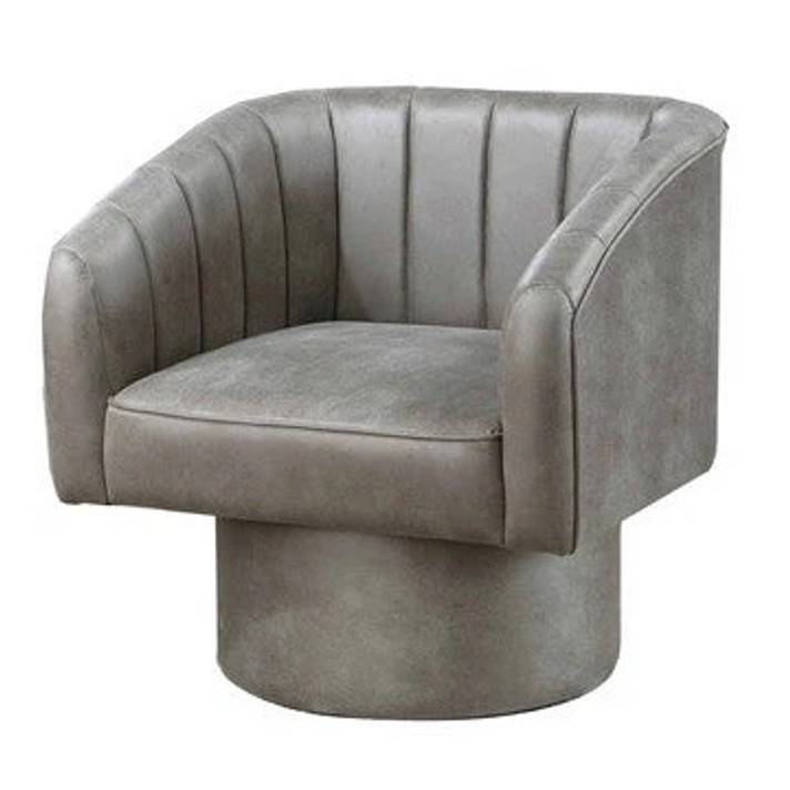 Luca Accent Chair, Light Gray Vegan Leather