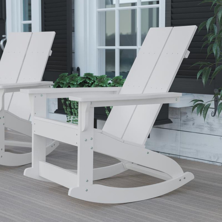 Commander All-Weather Poly Resin Wood Adirondack Rocking Chair