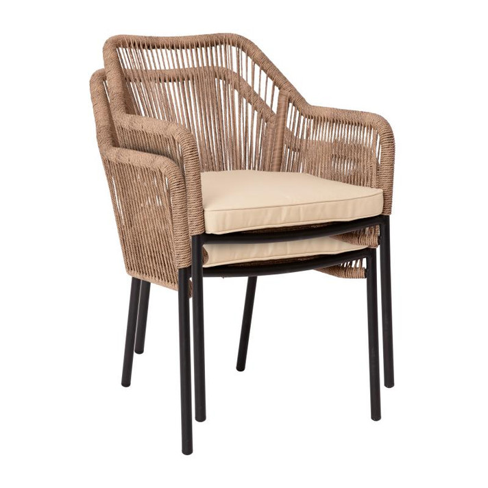 Keller Natural Woven Stacking Chairs, Set of 2