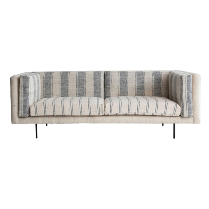 Bennigan Cotton Dhurrie Upholstered Striped Sofa