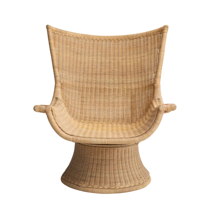 Durrah Hand-Woven Rattan & Metal Swivel Chair