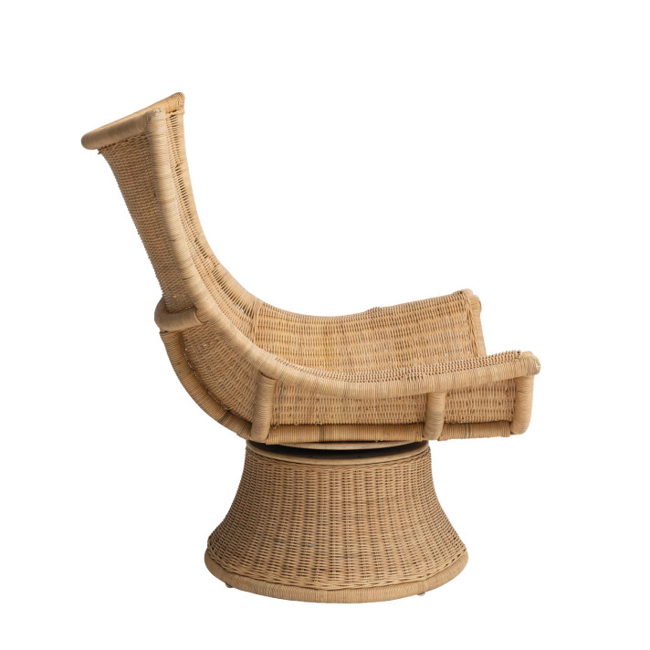 Durrah Hand-Woven Rattan & Metal Swivel Chair