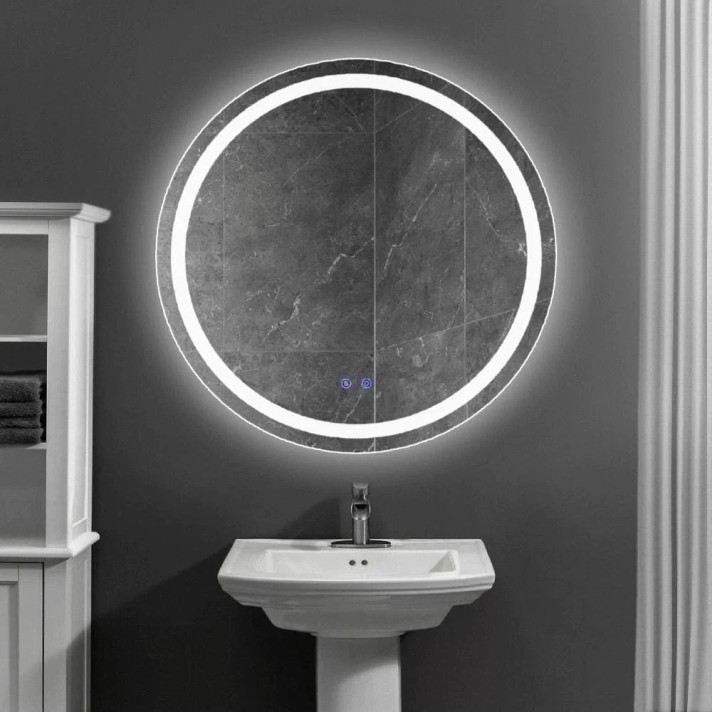 Athena 32 X 32 Round Frameless LED Illuminated Bathroom Wall Mirror