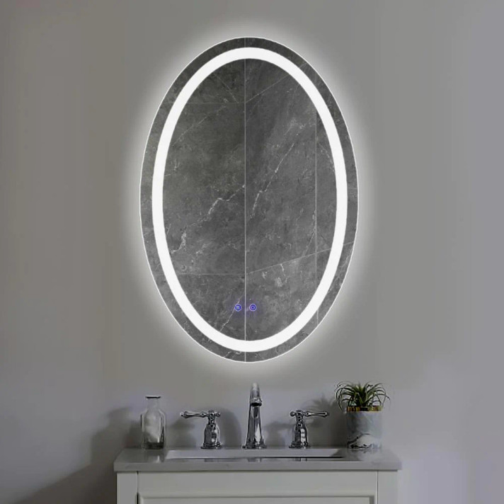 Poseidon 24 X 36 Oval Frameless LED Illuminated Bathroom Wall Mirror