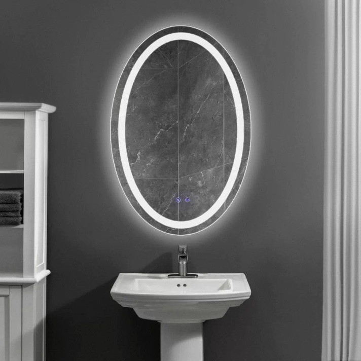 Poseidon 24 X 36 Oval Frameless LED Illuminated Bathroom Wall Mirror