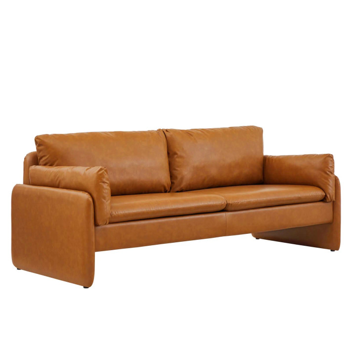 Jackie Vegan Leather Sofa, Tan