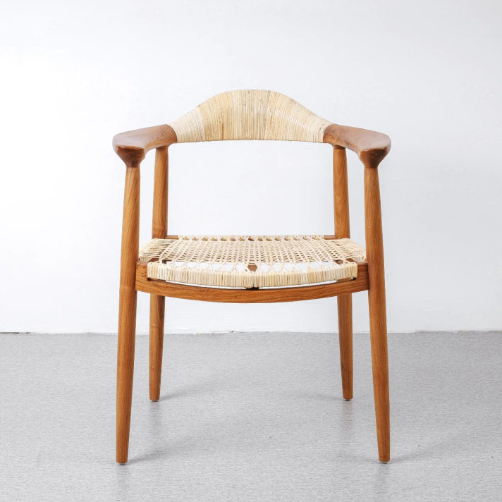 Kennedy Teak Chair, Hand-Caned Seat